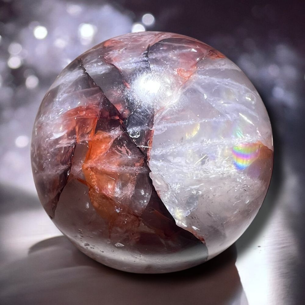 Fire‎ Quartz Crystal Marble Sphere